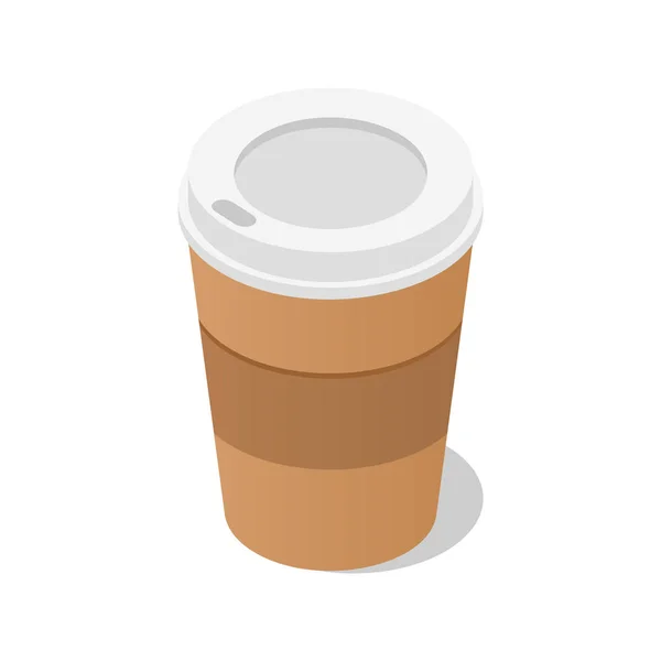 Műanyag kávé, tea cup ikon, izometrikus stílus — Stock Vector
