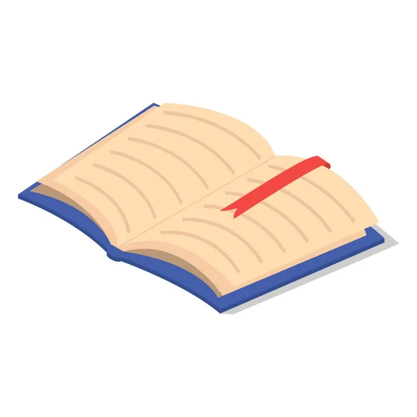 Open first school book icon, isometric style — Stock Vector