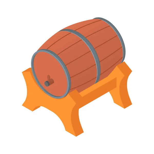 Wood fresh beer barrel icon, isometric style — Stock Vector