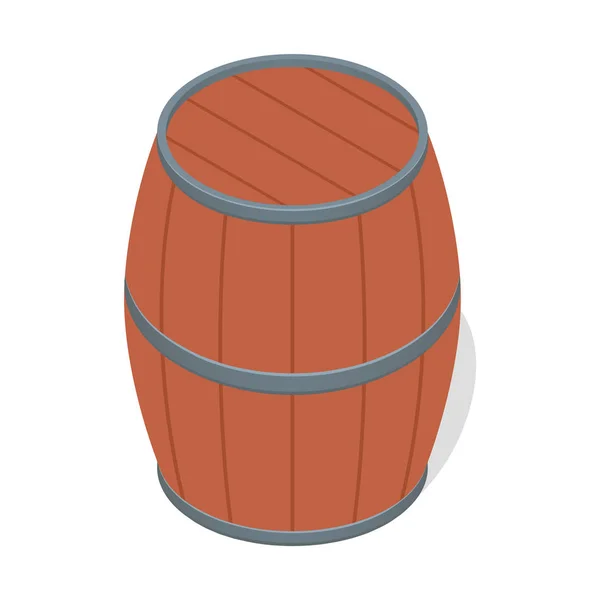 Barril de madera de icono de la cerveza, estilo isométrico — Vector de stock