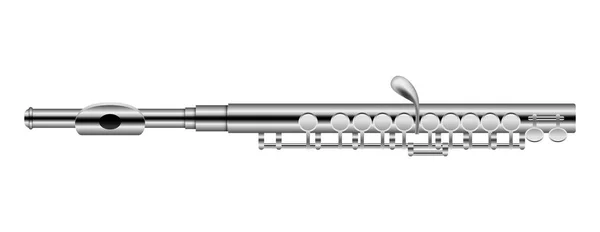 Modélisation d'instrument de musique pour flûte métallique, style réaliste — Image vectorielle