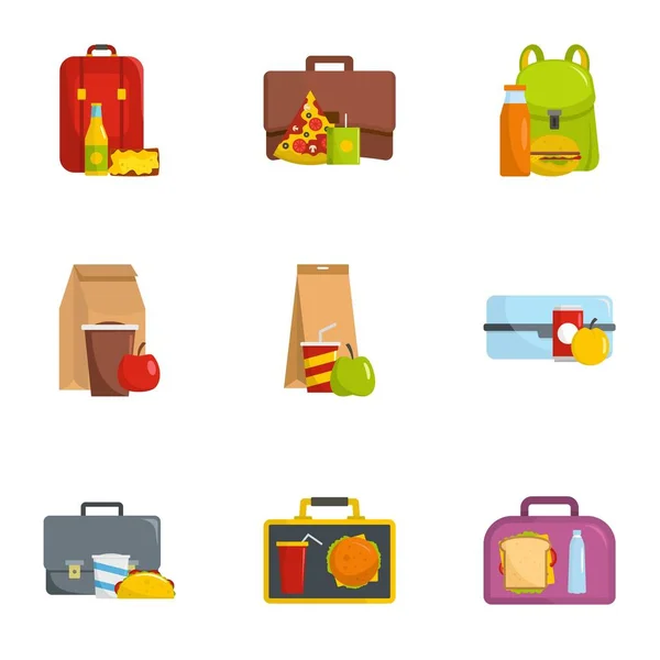 Recoger iconos de alimentos conjunto, estilo de dibujos animados — Vector de stock