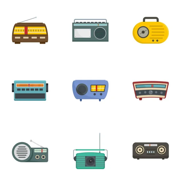 Conjunto de iconos de estación de radio, estilo de dibujos animados — Vector de stock
