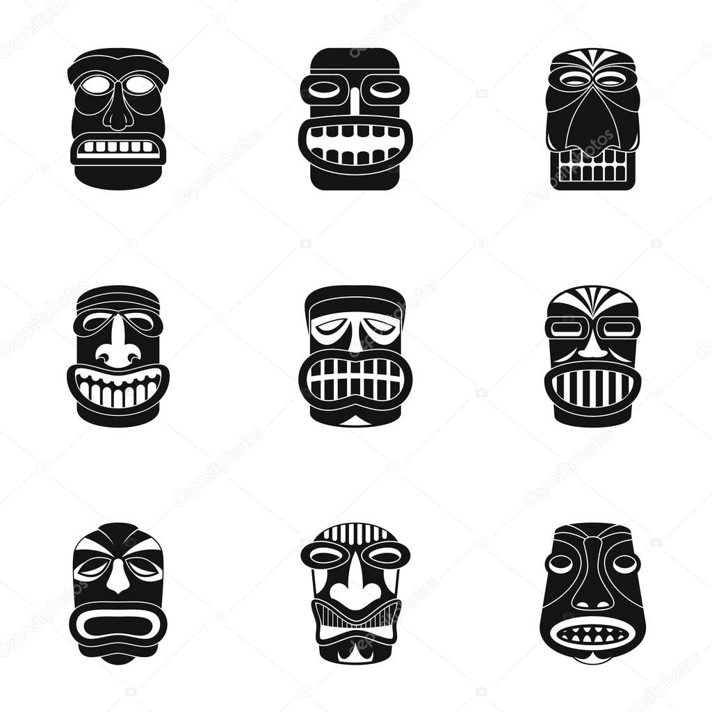 African people icons set, simple style