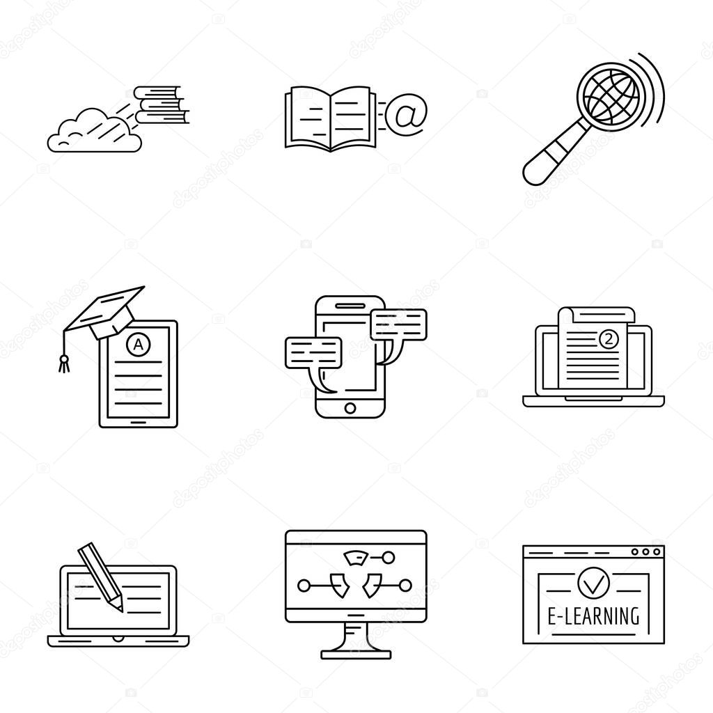 Store of knowledge icons set, outline style