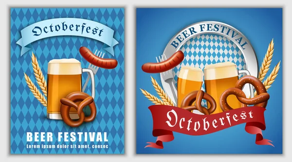 Conceito de banner de cerveja de festival de outubro, estilo realista —  Vetores de Stock