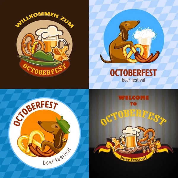 Octoberfest beer banner concept, cartoon style — Stock Vector