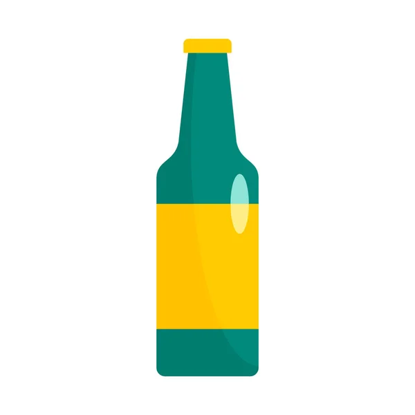 Groene fles bier pictogram, vlakke stijl — Stockvector