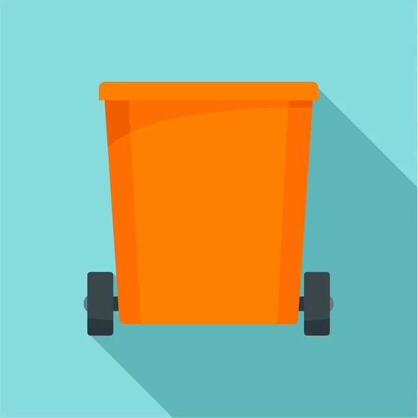 Orange trash can icon, flat style — Stock Vector