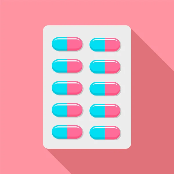 Anticonceptie pillen pictogram, vlakke stijl — Stockvector