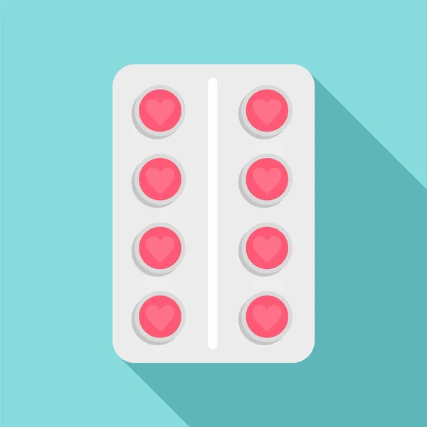 Ícone do bloco de pílula de contracepção, estilo plano — Vetor de Stock