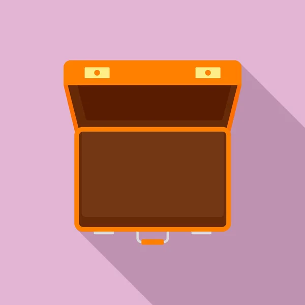 Apri l'icona della valigia, in stile piatto — Vettoriale Stock