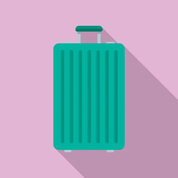 Green travel bag icon, flat style — Stock Vector