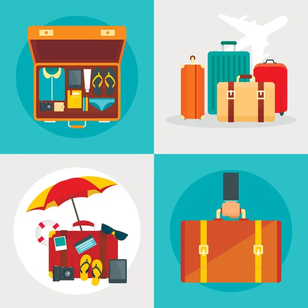 行李箱横幅套装, 平面风格 — 图库矢量图片