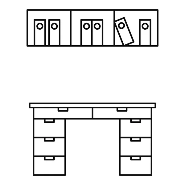 Bureau icône de bureau, style contour — Image vectorielle