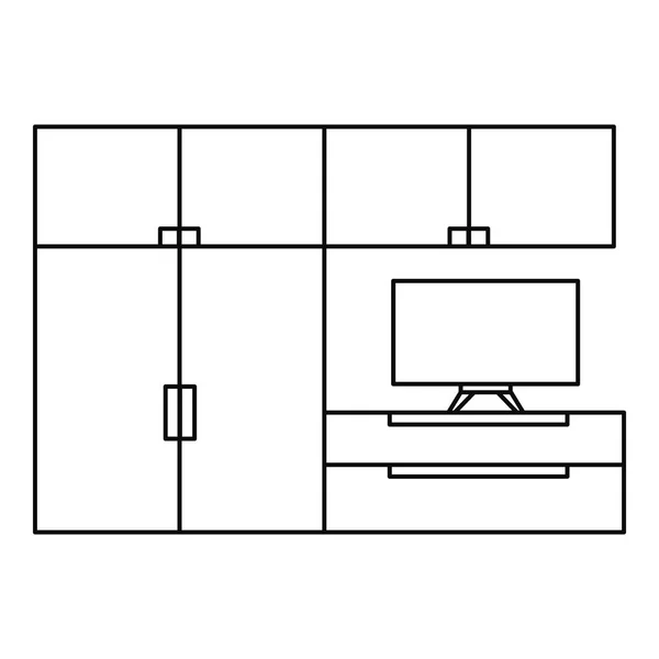 客厅家具图标, 轮廓样式 — 图库矢量图片