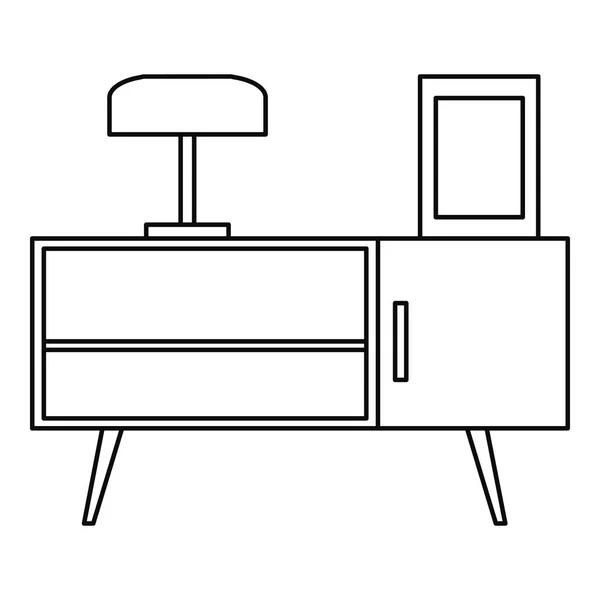 Table de chevet icône, style contour — Image vectorielle