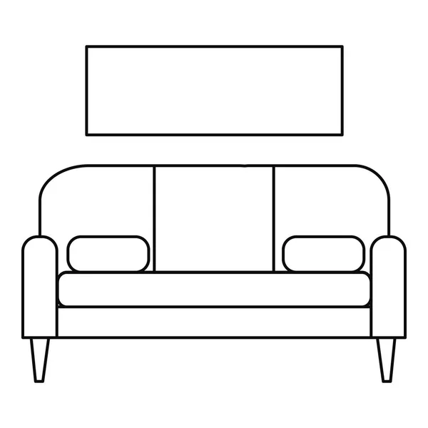 Woonkamer sofa pictogram, Kaderstijl — Stockvector