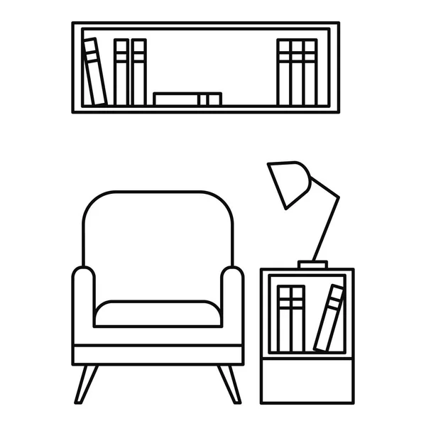 Icono de sillón de lectura, estilo de esquema — Vector de stock