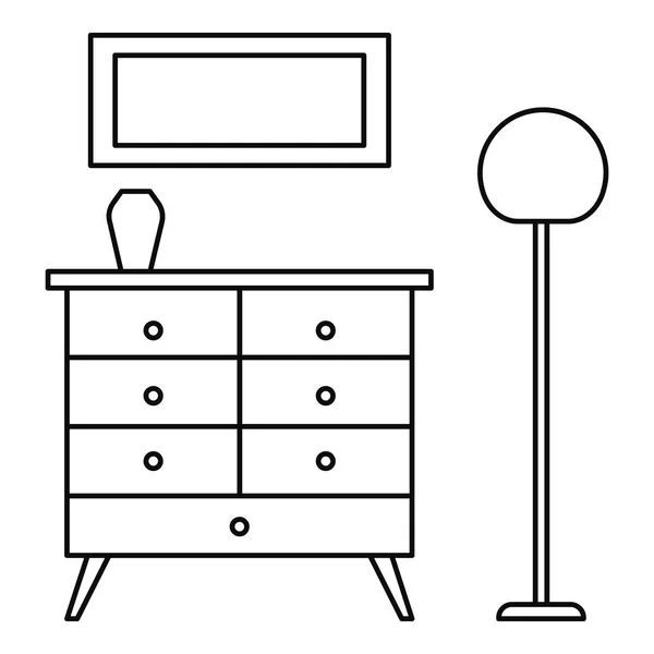 Icono de cajón de ropa de habitación, estilo de esquema — Vector de stock