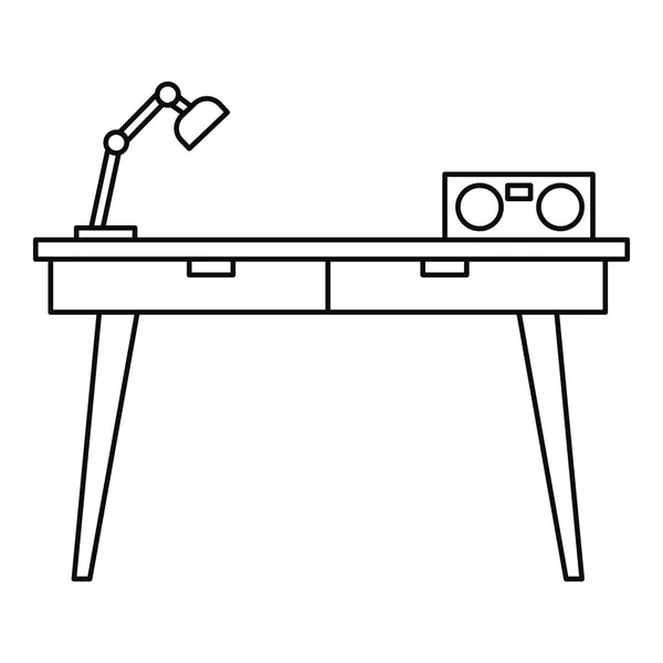 Icona del tavolo di lavoro, stile contorno — Vettoriale Stock