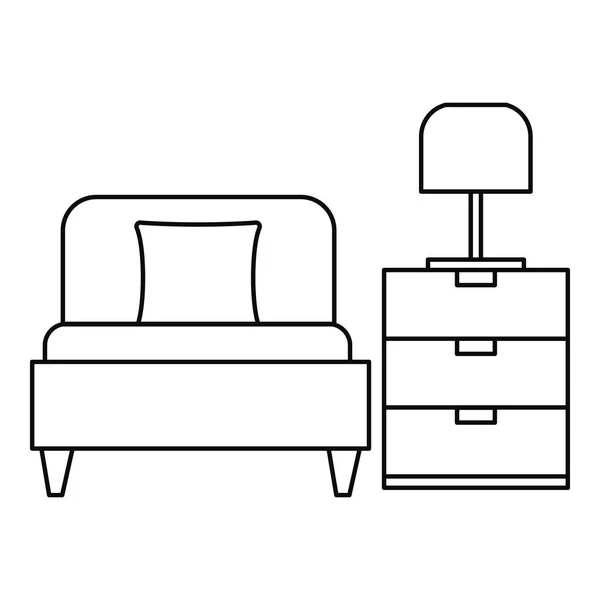 Schlafzimmer-symbol, umriss stil — Stockvektor