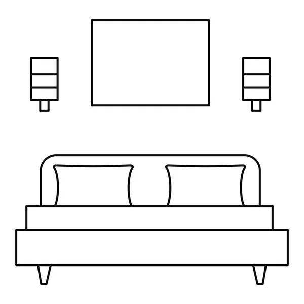 Stijl kamer bed pictogram slapen, overzicht — Stockvector