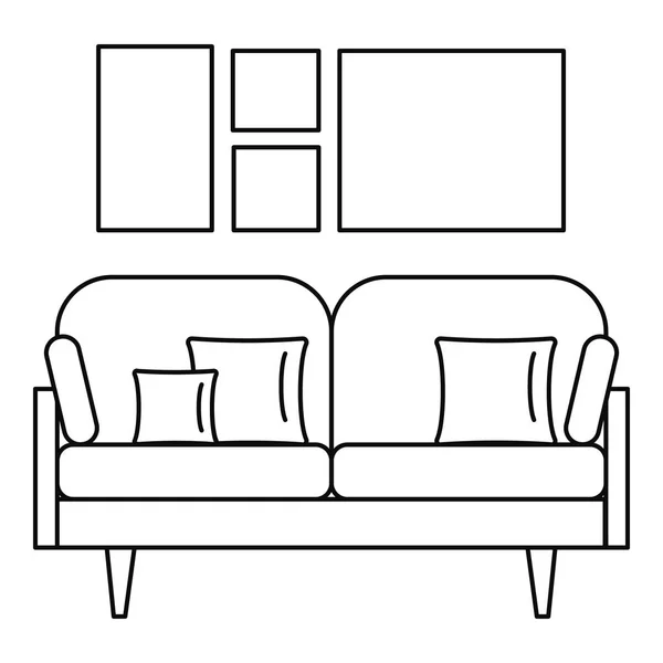 Ikon sofa lembut, gaya garis luar - Stok Vektor