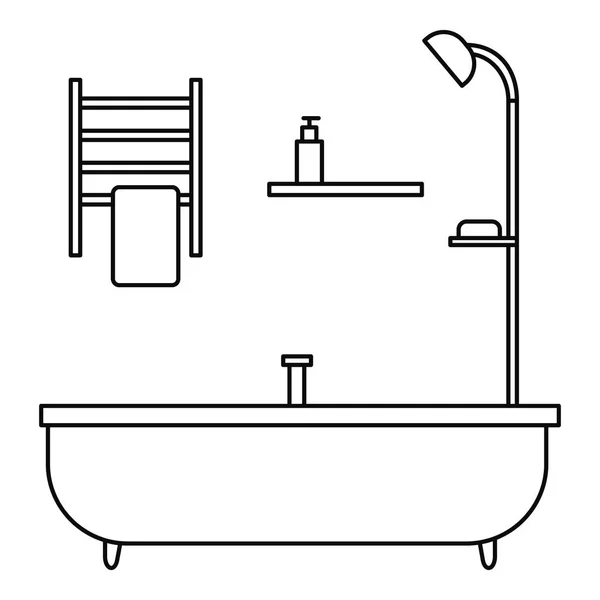Kąpiel tube ikona, styl konturu — Wektor stockowy