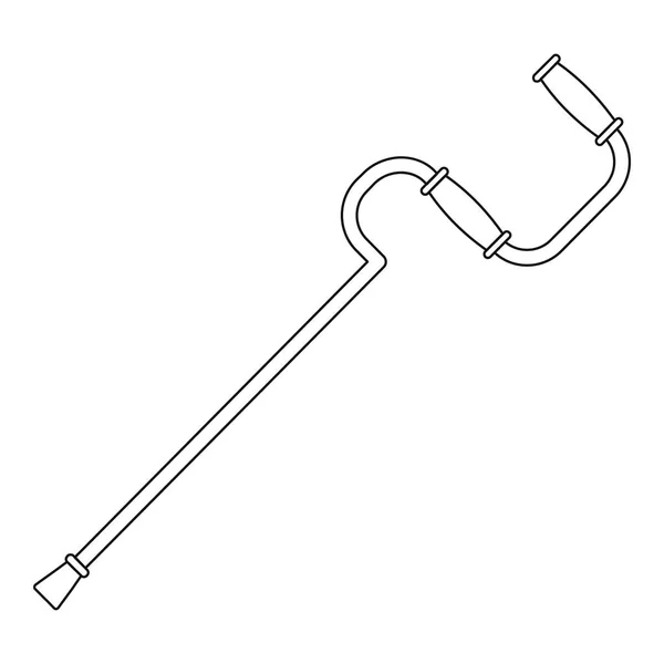 Bâton de marche en métal icône, style contour — Image vectorielle