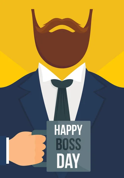 Boss day banner verticale, stile piatto — Vettoriale Stock