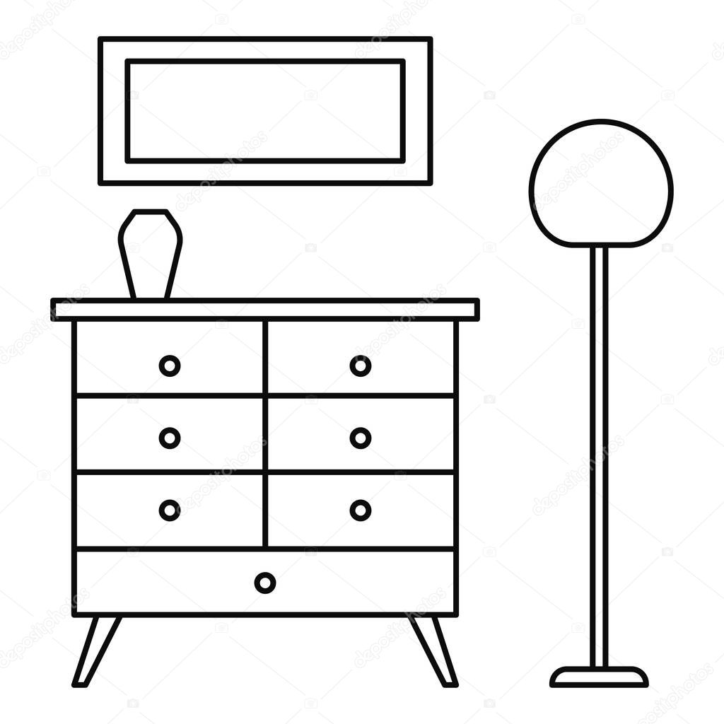 Room clothes drawer icon, outline style