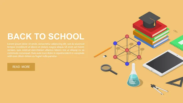 Back to school chemical concept background, isometric style — Stock Vector