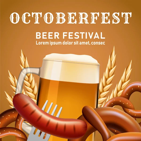 Octoberfest fundo conceito fectival, estilo realista —  Vetores de Stock