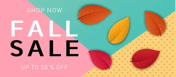 Autumn fall sale concept background, realistic style — Stock Vector