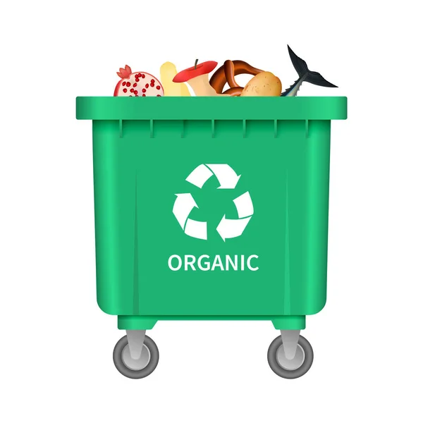 Garbage organic container mockup, realistic style — Stock Illustration Garbage organic container mockup, realistic style Vector Graphics