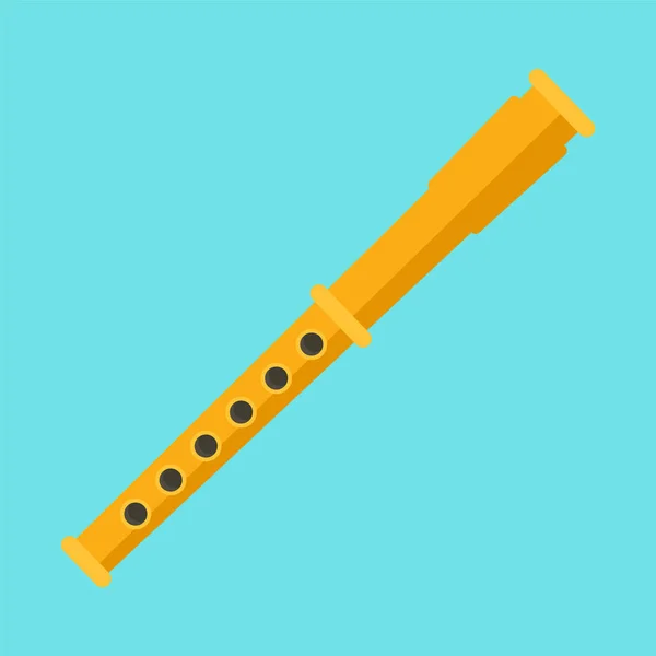 Gold flute icon, flat style — Stock Vector