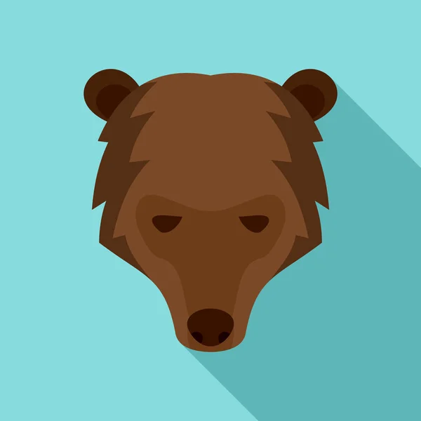 시베리아 곰 머리 아이콘, 평면 스타일 — 스톡 벡터