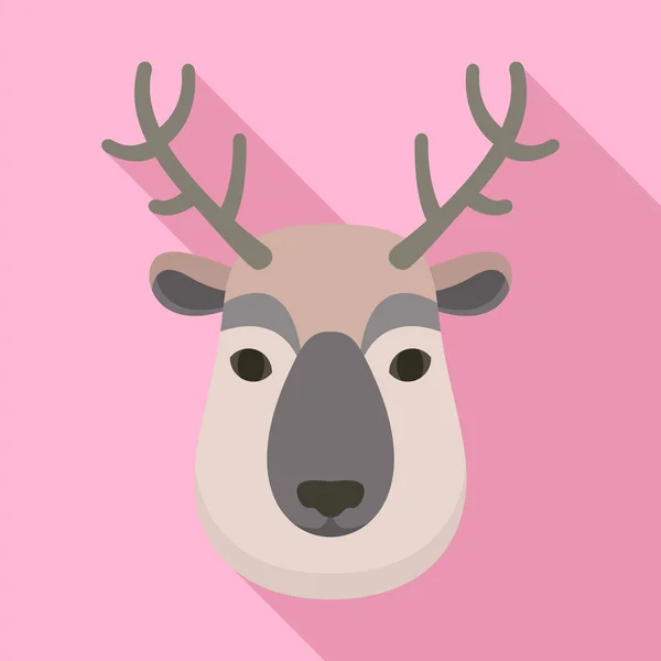 Deer head icon, flat style — Stock Vector