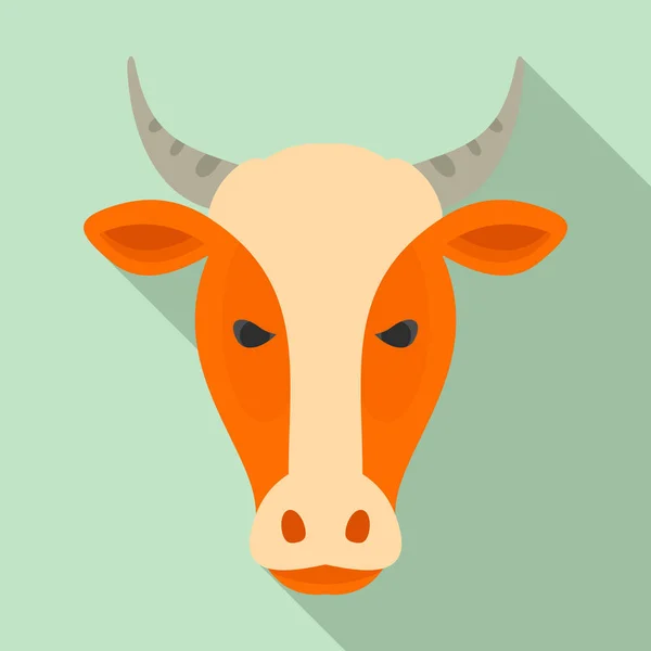 Farm cow head icon, flat style — Stock Vector