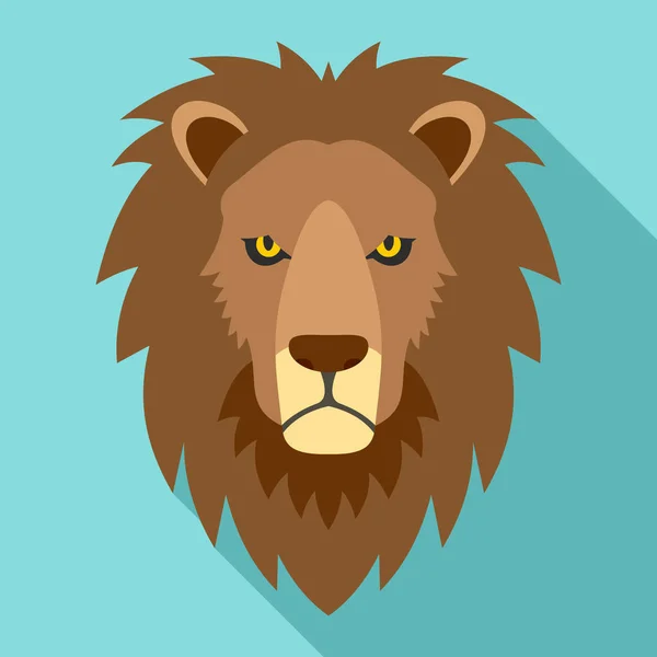 Lion head icon, flat style — Stock Vector