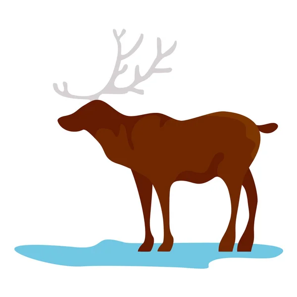Alaska deer icon, flat style — Stock Vector