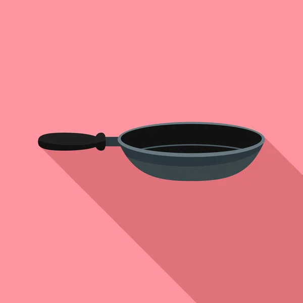 Fry pan icon, flat style — Stock Vector