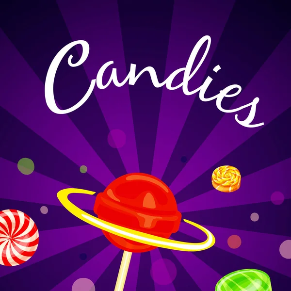 Fondo concepto caramelos, estilo de dibujos animados — Vector de stock