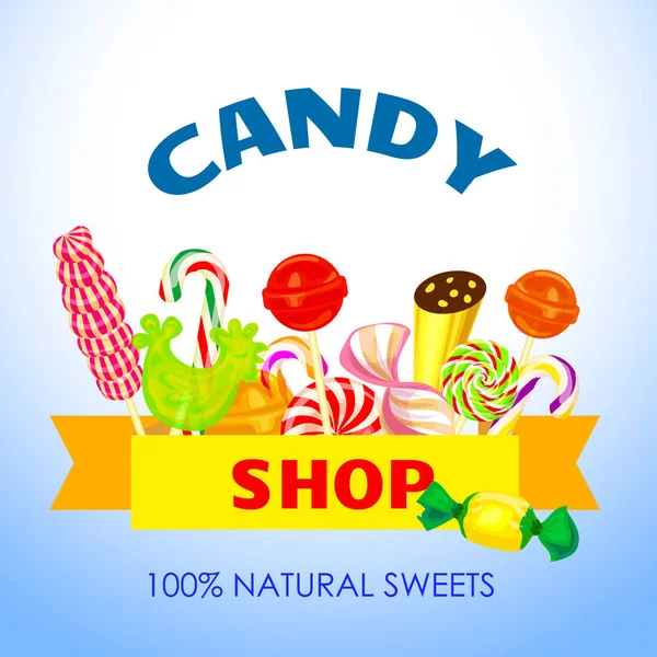 Naturalne candy shop koncepcja tło, stylu cartoon — Wektor stockowy