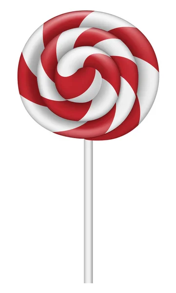 Red white lollipop icon, realistic style — Stock Vector