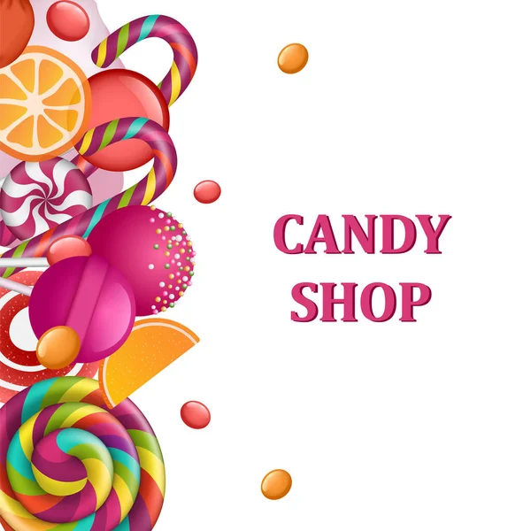 Banner de concepto de tienda de dulces, estilo realista — Vector de stock