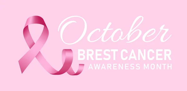October breast cancer concept banner, realistic style — Stock Vector
