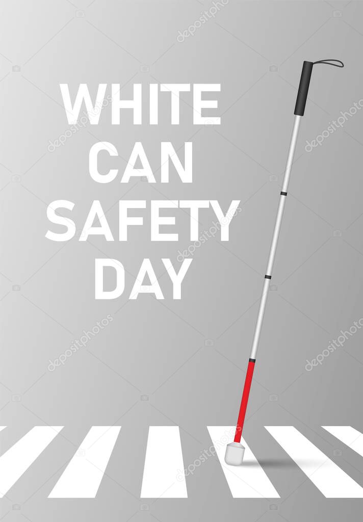 White cane safety day concept banner, realistic style