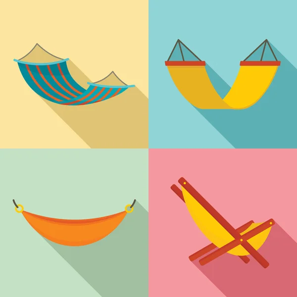 Hammock icon set, flat style — Stock Vector